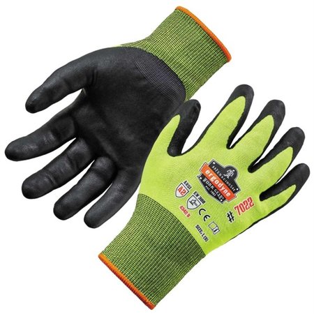 ERGODYNE 7022 2XL Lime Hi-Vis Nitrile-Coated Cut-Resistant Gloves A2 DSX 17976